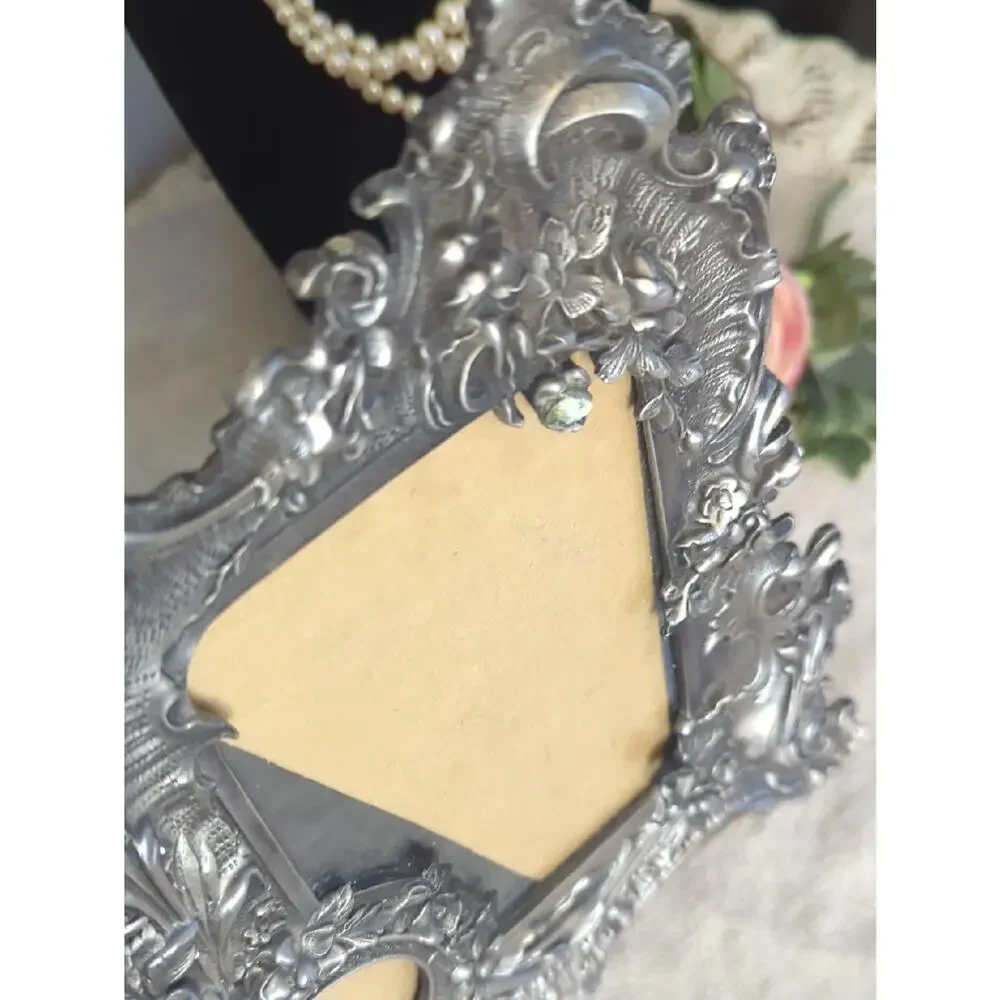 Vintage Floral Metal Picture Frame Romantic Cottage Decor Coquette Vanity